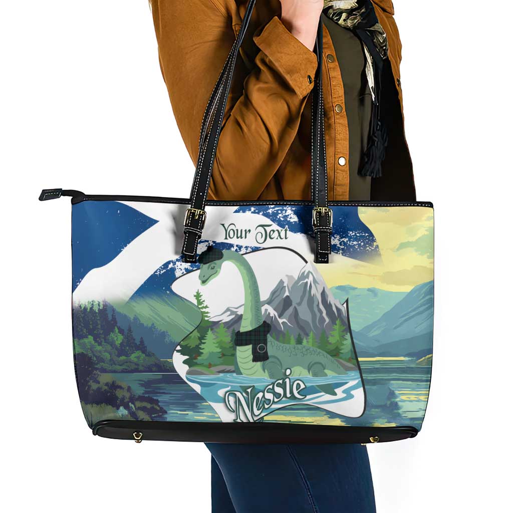 Personalised Nessie Scotland Leather Tote Bag Scottish Folklore Loch Ness Monster