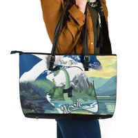 Personalised Nessie Scotland Leather Tote Bag Scottish Folklore Loch Ness Monster