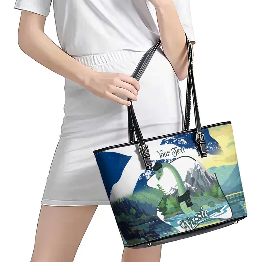 Personalised Nessie Scotland Leather Tote Bag Scottish Folklore Loch Ness Monster