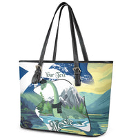 Personalised Nessie Scotland Leather Tote Bag Scottish Folklore Loch Ness Monster