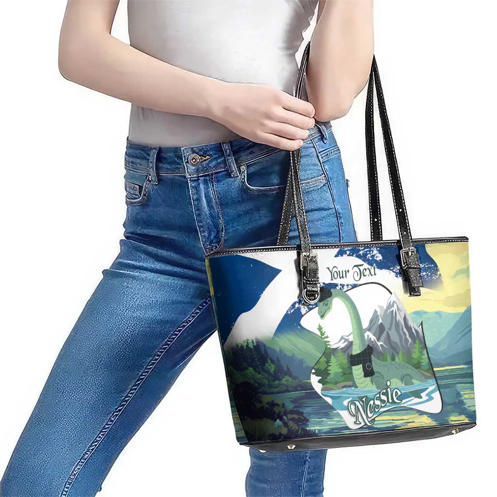 Personalised Nessie Scotland Leather Tote Bag Scottish Folklore Loch Ness Monster