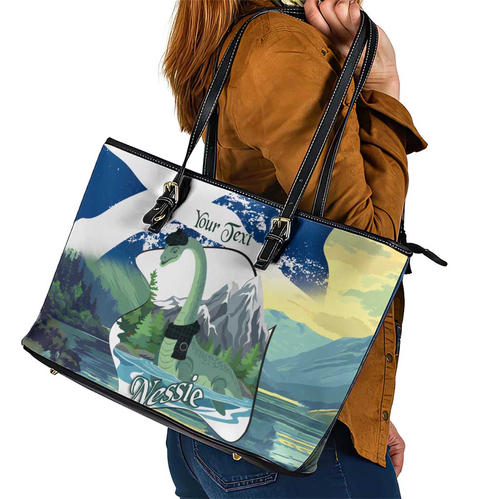 Personalised Nessie Scotland Leather Tote Bag Scottish Folklore Loch Ness Monster