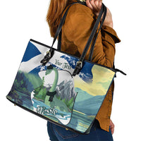 Personalised Nessie Scotland Leather Tote Bag Scottish Folklore Loch Ness Monster