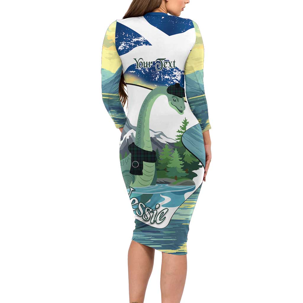 Personalised Nessie Scotland Long Sleeve Bodycon Dress Scottish Folklore Loch Ness Monster