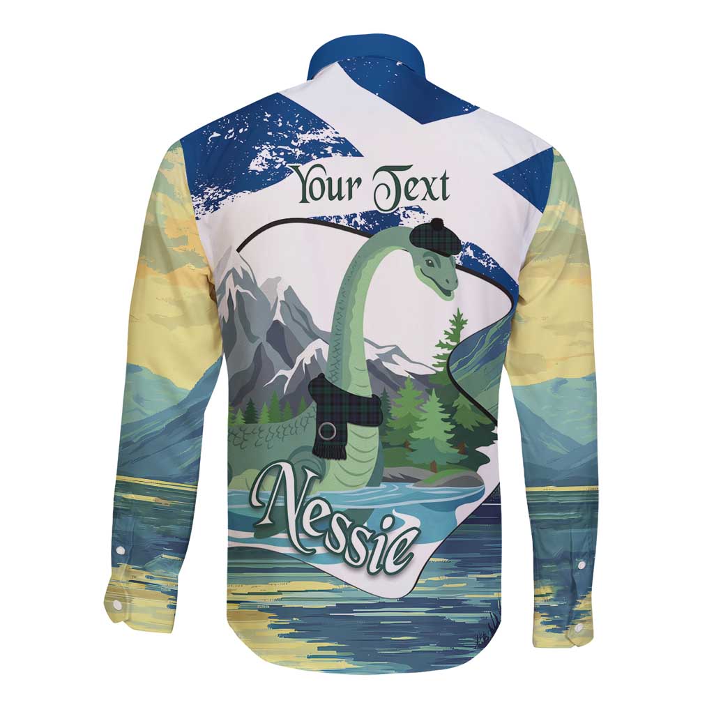 Personalised Nessie Scotland Long Sleeve Button Shirt Scottish Folklore Loch Ness Monster
