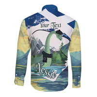 Personalised Nessie Scotland Long Sleeve Button Shirt Scottish Folklore Loch Ness Monster