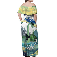 Personalised Nessie Scotland Off Shoulder Maxi Dress Scottish Folklore Loch Ness Monster