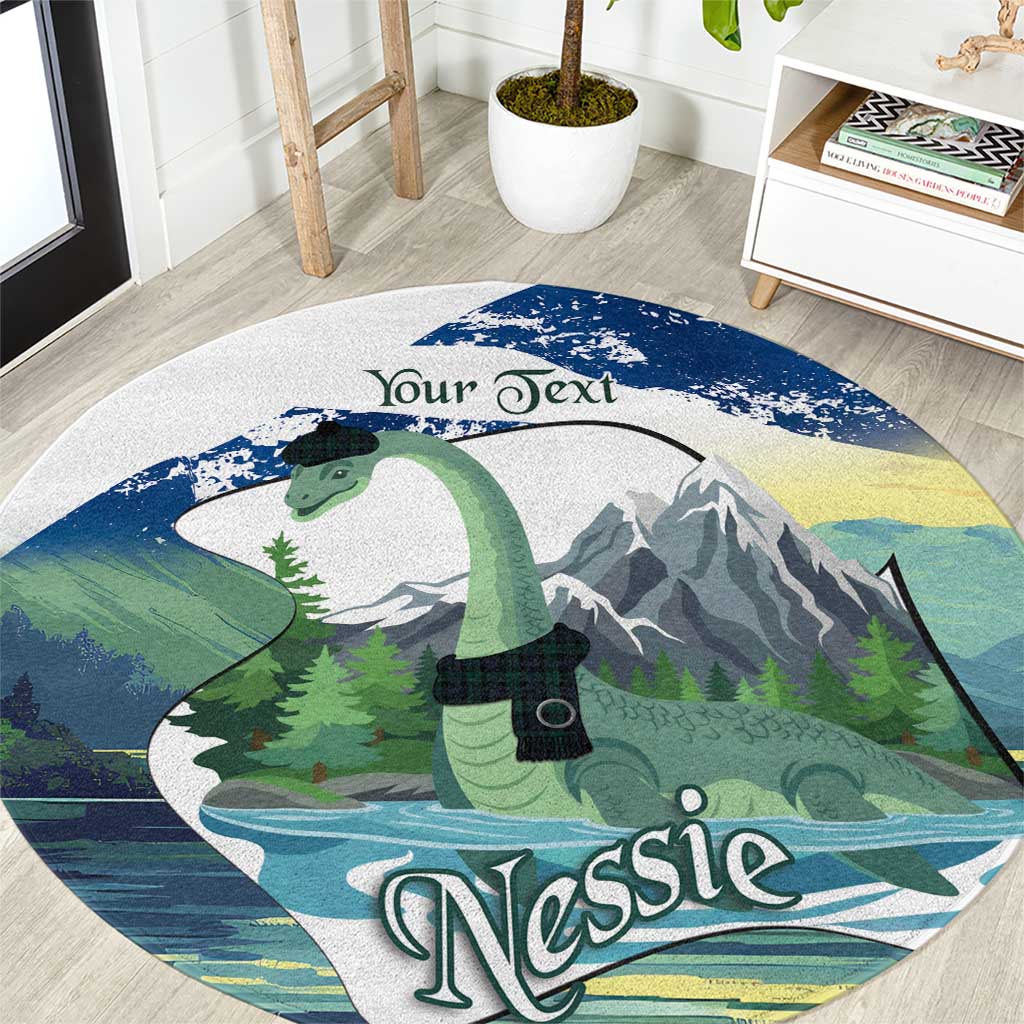 Personalised Nessie Scotland Round Carpet Scottish Folklore Loch Ness Monster