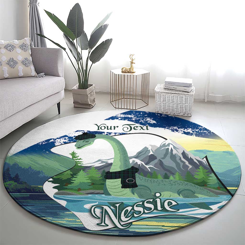 Personalised Nessie Scotland Round Carpet Scottish Folklore Loch Ness Monster