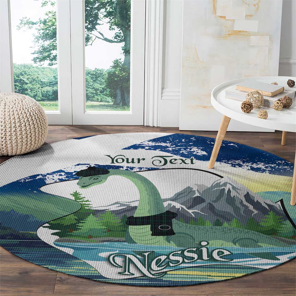 Personalised Nessie Scotland Round Carpet Scottish Folklore Loch Ness Monster