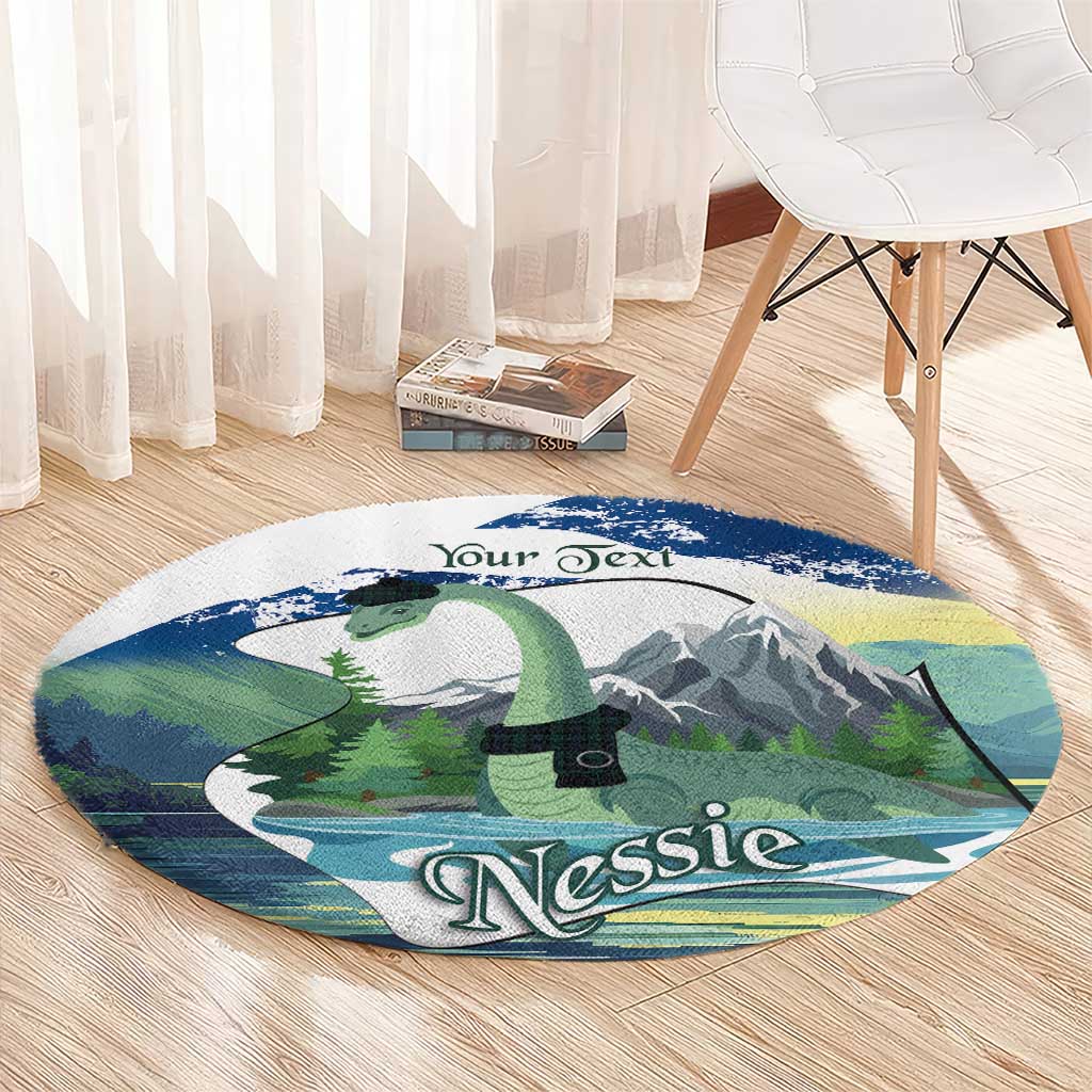 Personalised Nessie Scotland Round Carpet Scottish Folklore Loch Ness Monster