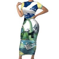 Personalised Nessie Scotland Short Sleeve Bodycon Dress Scottish Folklore Loch Ness Monster