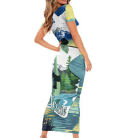 Personalised Nessie Scotland Short Sleeve Bodycon Dress Scottish Folklore Loch Ness Monster