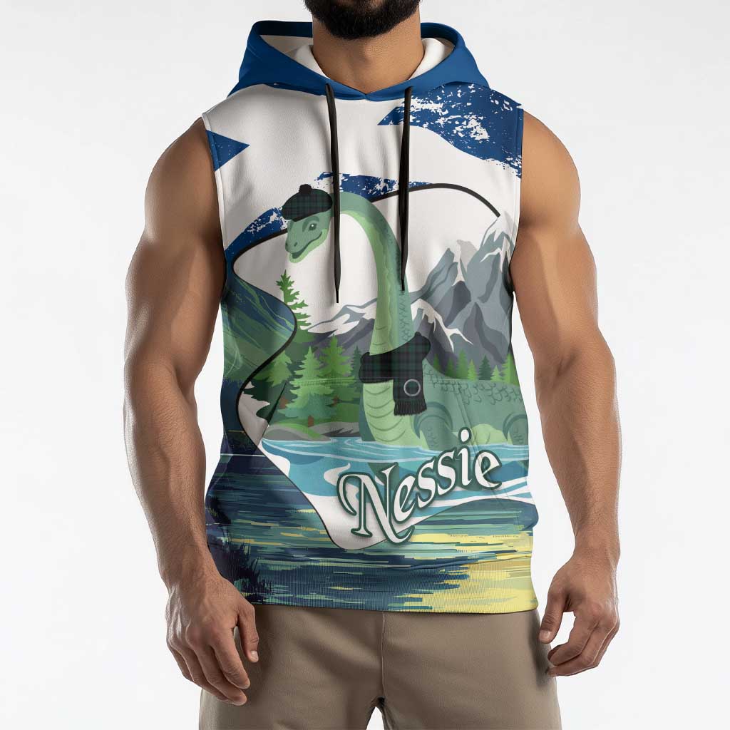 Personalised Nessie Scotland Sleeveless Hoodie Scottish Folklore Loch Ness Monster