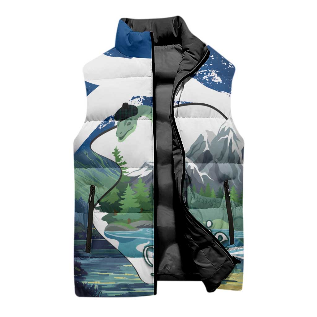 Personalised Nessie Scotland Sleeveless Puffer Jacket Scottish Folklore Loch Ness Monster