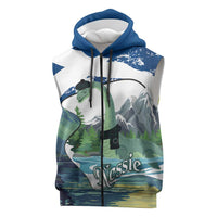 Personalised Nessie Scotland Sleeveless Zip Hoodie Scottish Folklore Loch Ness Monster