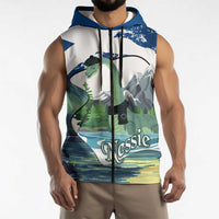 Personalised Nessie Scotland Sleeveless Zip Hoodie Scottish Folklore Loch Ness Monster