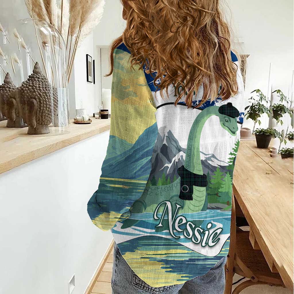 Personalised Nessie Scotland Women Casual Shirt Scottish Folklore Loch Ness Monster