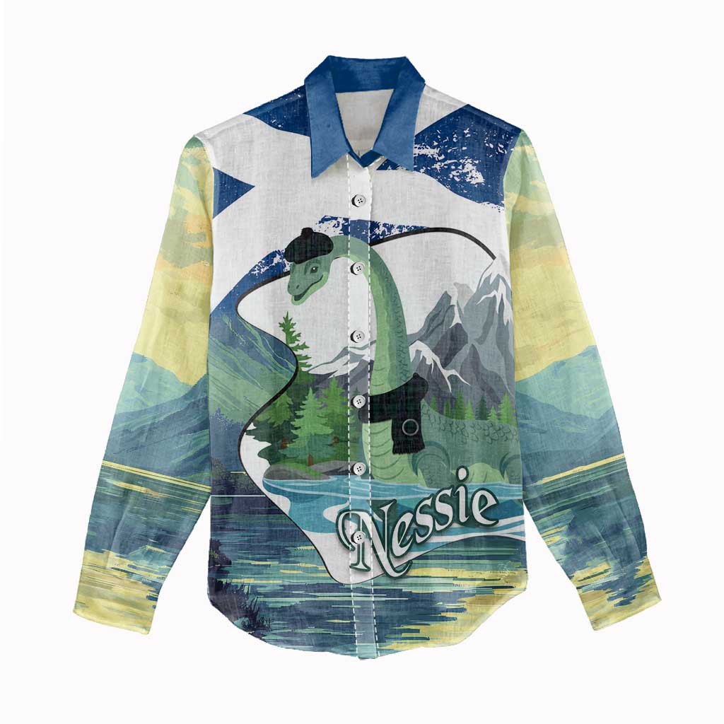 Personalised Nessie Scotland Women Casual Shirt Scottish Folklore Loch Ness Monster