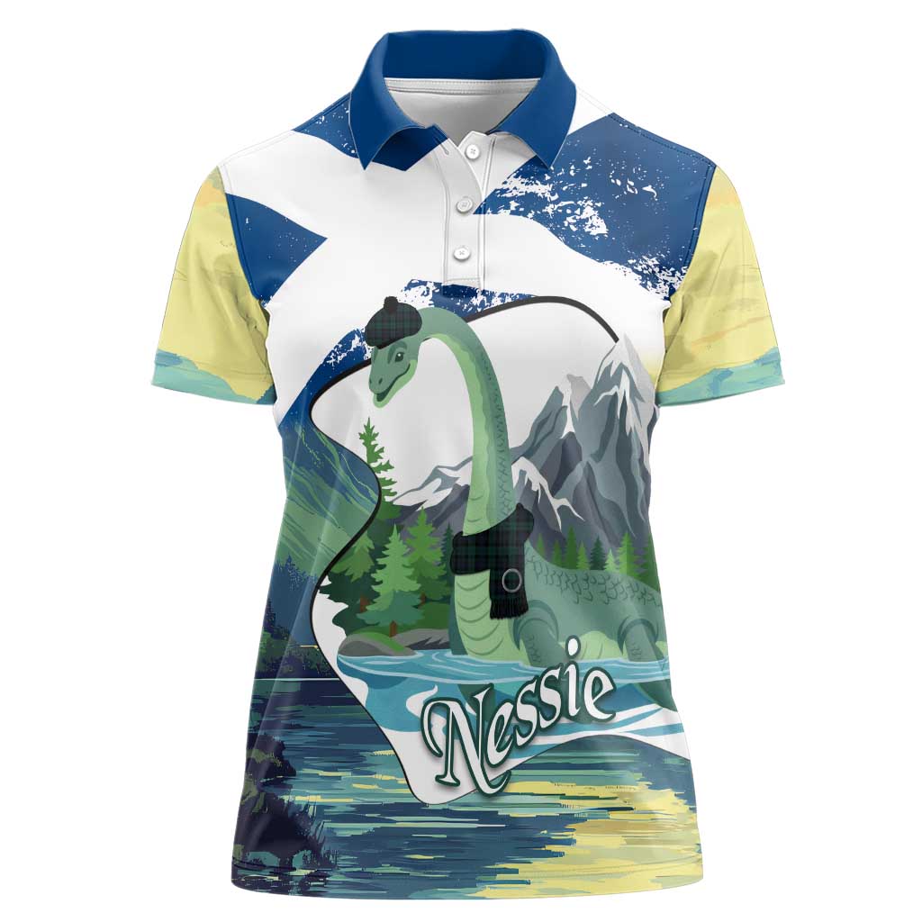 Personalised Nessie Scotland Women Polo Shirt Scottish Folklore Loch Ness Monster