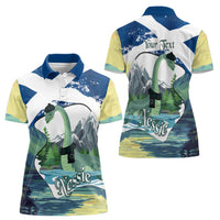 Personalised Nessie Scotland Women Polo Shirt Scottish Folklore Loch Ness Monster