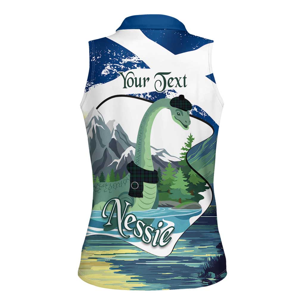 Personalised Nessie Scotland Women Sleeveless Polo Shirt Scottish Folklore Loch Ness Monster