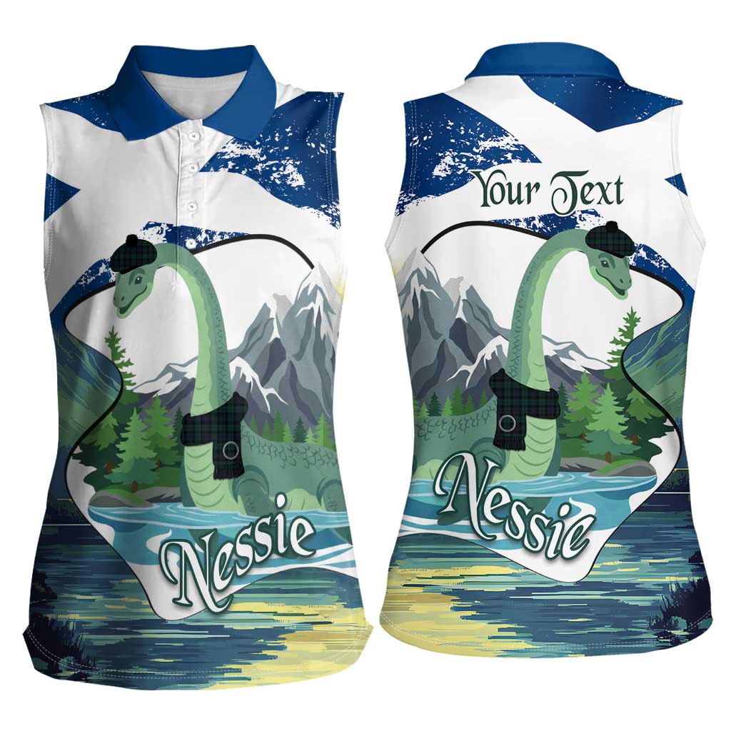 Personalised Nessie Scotland Women Sleeveless Polo Shirt Scottish Folklore Loch Ness Monster