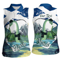 Personalised Nessie Scotland Women Sleeveless Polo Shirt Scottish Folklore Loch Ness Monster