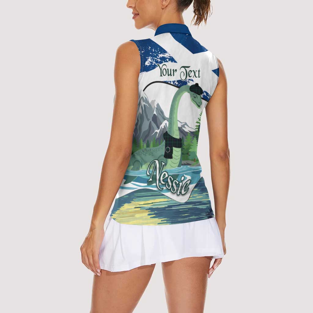 Personalised Nessie Scotland Women Sleeveless Polo Shirt Scottish Folklore Loch Ness Monster