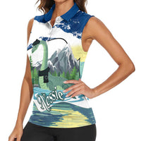 Personalised Nessie Scotland Women Sleeveless Polo Shirt Scottish Folklore Loch Ness Monster