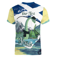 Personalised Nessie Scotland Women V-Neck T-Shirt Scottish Folklore Loch Ness Monster
