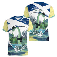 Personalised Nessie Scotland Women V-Neck T-Shirt Scottish Folklore Loch Ness Monster