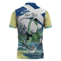 Personalised Nessie Scotland Zipper Polo Shirt Scottish Folklore Loch Ness Monster
