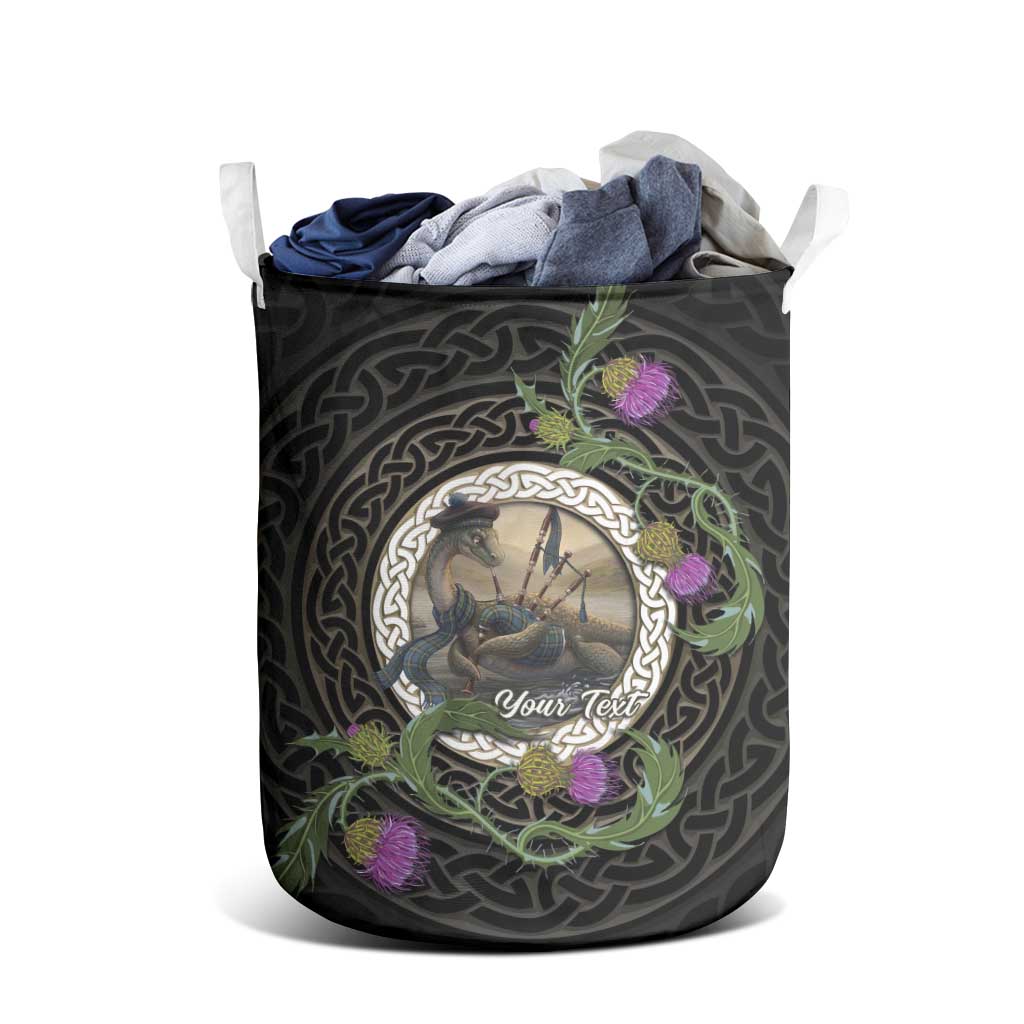 Personalised Loch Ness Monster Scotland Laundry Basket Nessie Bagpipe Scottish Thistle Celtic Knot