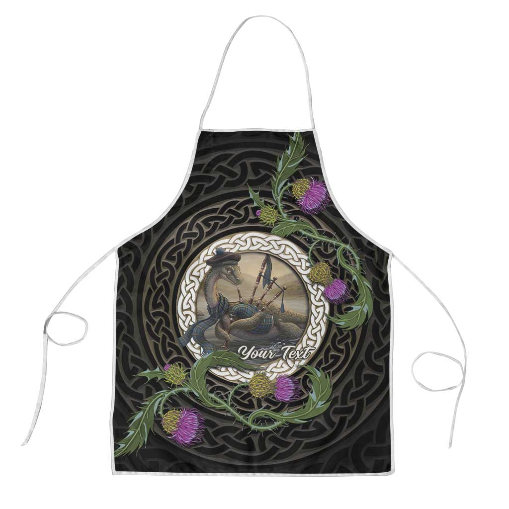 Personalised Loch Ness Monster Scotland Apron Nessie Bagpipe Scottish Thistle Celtic Knot