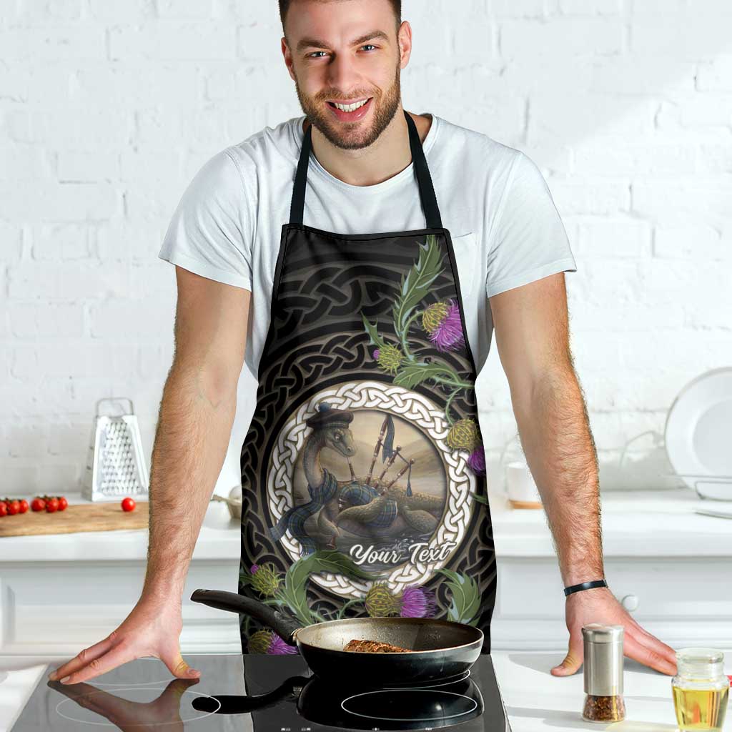 Personalised Loch Ness Monster Scotland Apron Nessie Bagpipe Scottish Thistle Celtic Knot