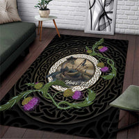 Personalised Loch Ness Monster Scotland Area Rug Nessie Bagpipe Scottish Thistle Celtic Knot