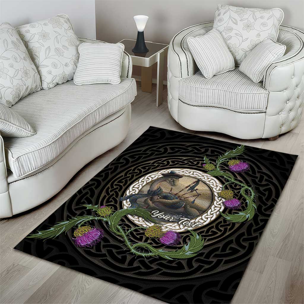 Personalised Loch Ness Monster Scotland Area Rug Nessie Bagpipe Scottish Thistle Celtic Knot