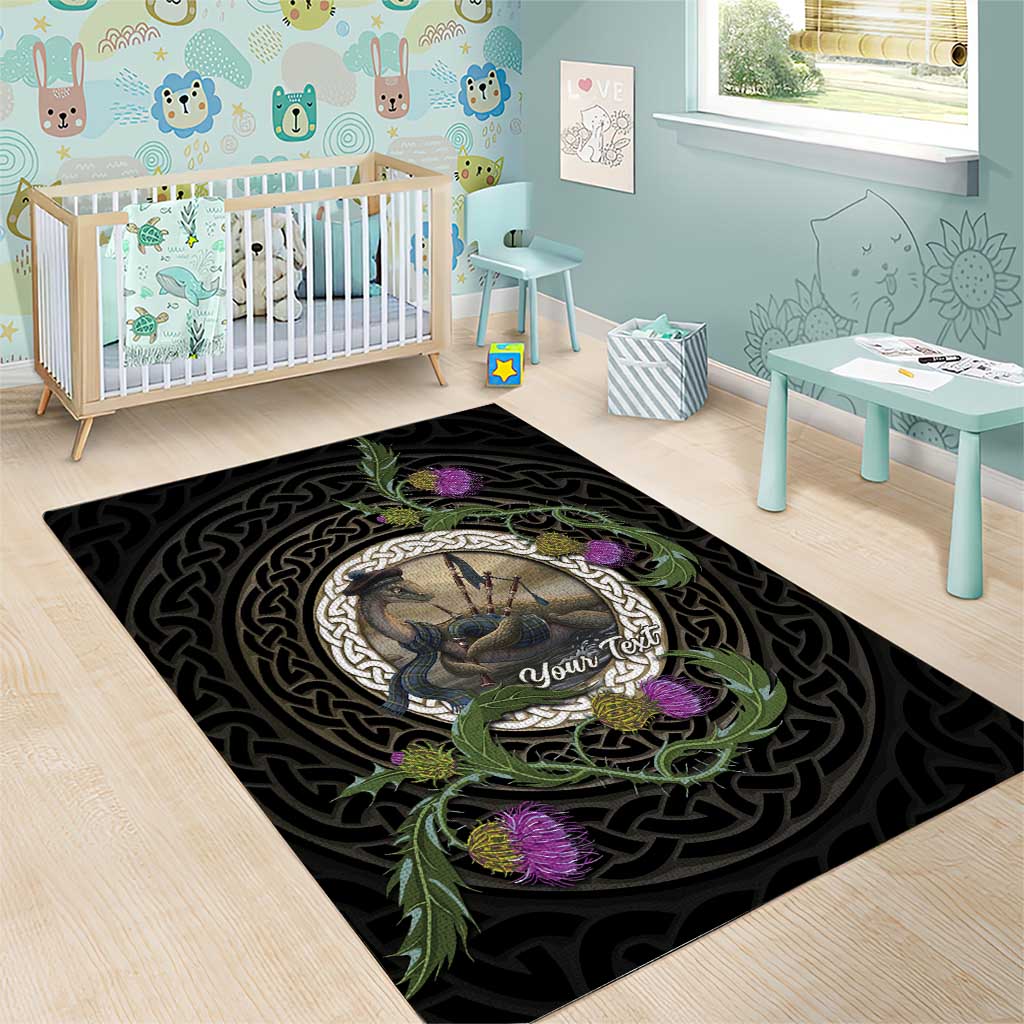 Personalised Loch Ness Monster Scotland Area Rug Nessie Bagpipe Scottish Thistle Celtic Knot