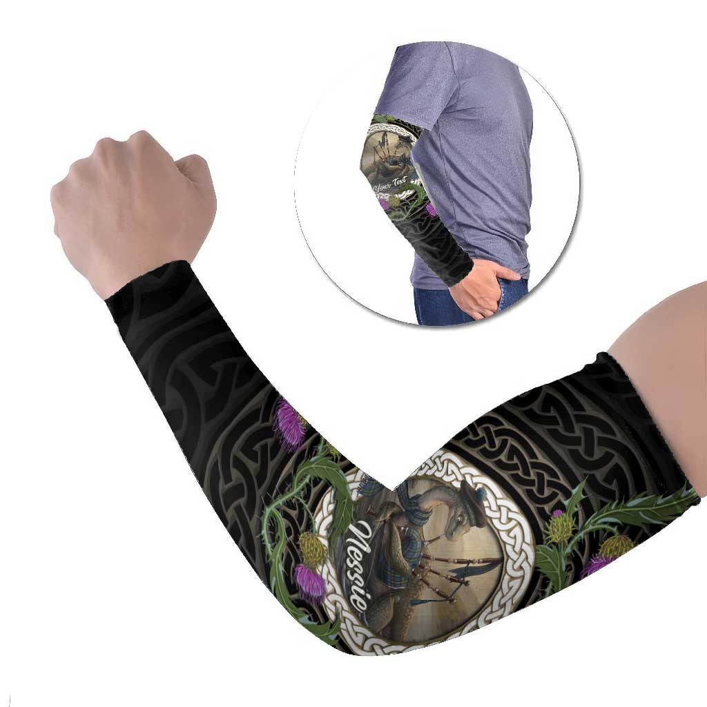 Personalised Loch Ness Monster Scotland Arm Sleeves Nessie Bagpipe Scottish Thistle Celtic Knot
