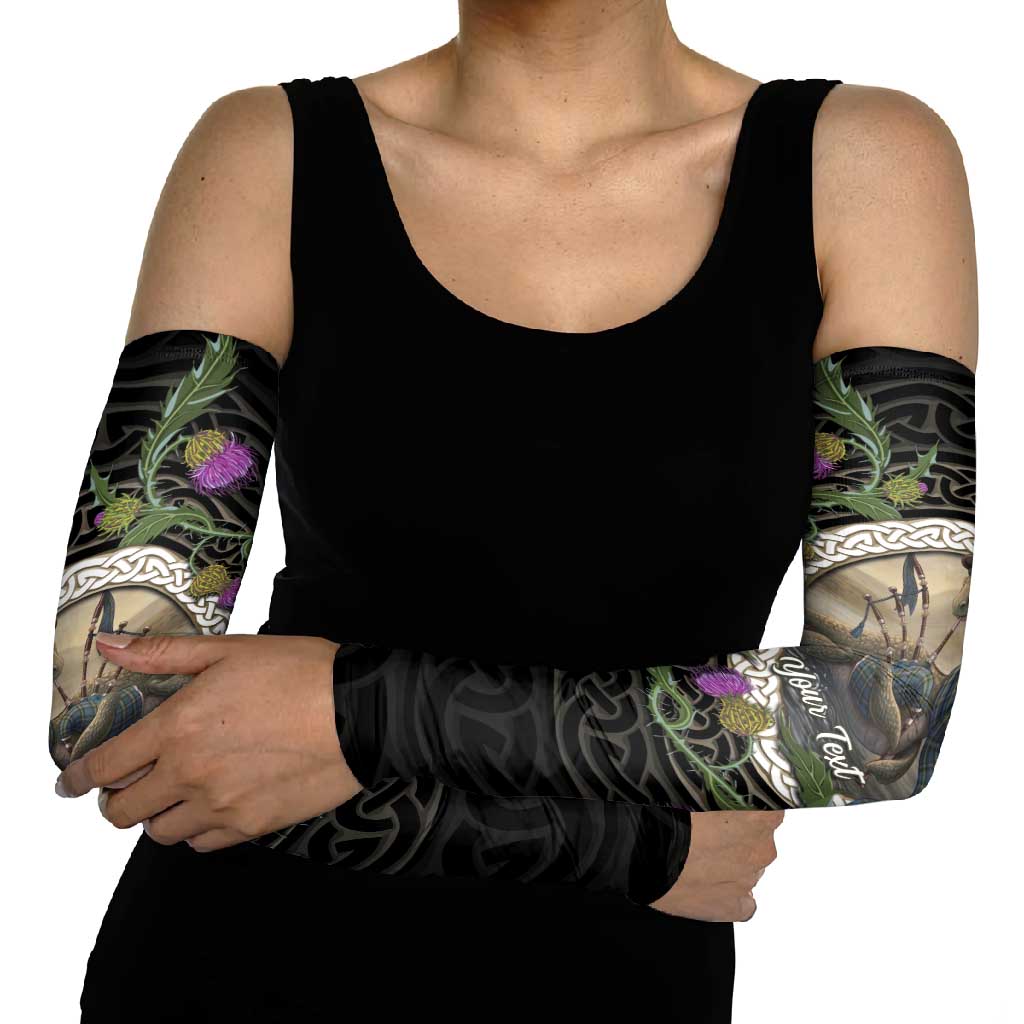 Personalised Loch Ness Monster Scotland Arm Sleeves Nessie Bagpipe Scottish Thistle Celtic Knot