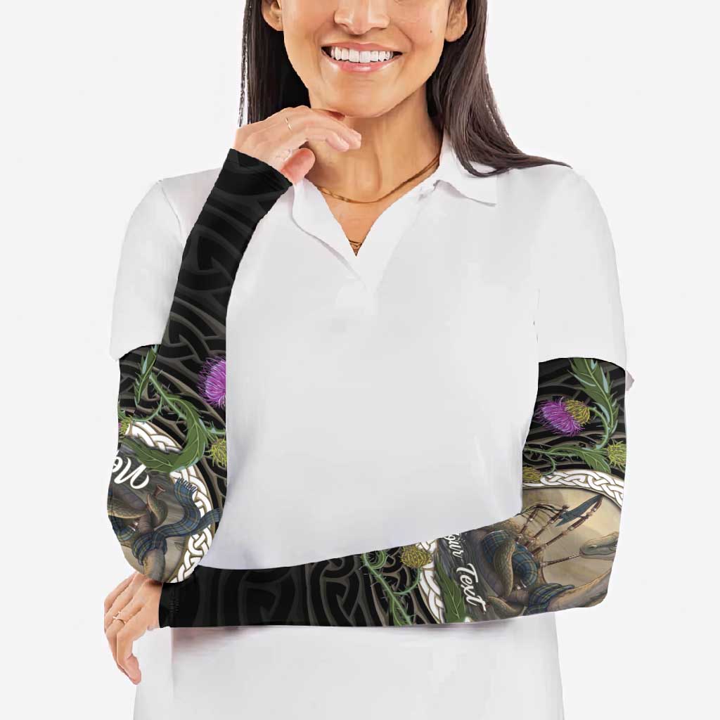 Personalised Loch Ness Monster Scotland Arm Sleeves Nessie Bagpipe Scottish Thistle Celtic Knot