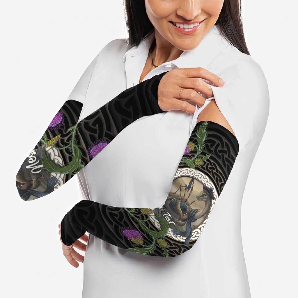 Personalised Loch Ness Monster Scotland Arm Sleeves Nessie Bagpipe Scottish Thistle Celtic Knot