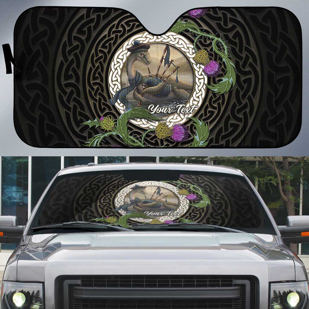 Personalised Loch Ness Monster Scotland Auto Sun Shade Nessie Bagpipe Scottish Thistle Celtic Knot