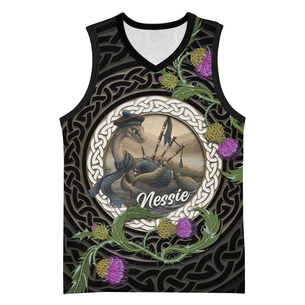 Personalised Loch Ness Monster Scotland Basketball Jersey Nessie Bagpipe Scottish Thistle Celtic Knot