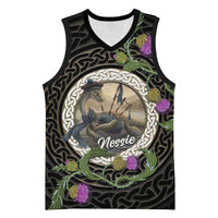 Personalised Loch Ness Monster Scotland Basketball Jersey Nessie Bagpipe Scottish Thistle Celtic Knot