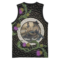 Personalised Loch Ness Monster Scotland Basketball Jersey Nessie Bagpipe Scottish Thistle Celtic Knot