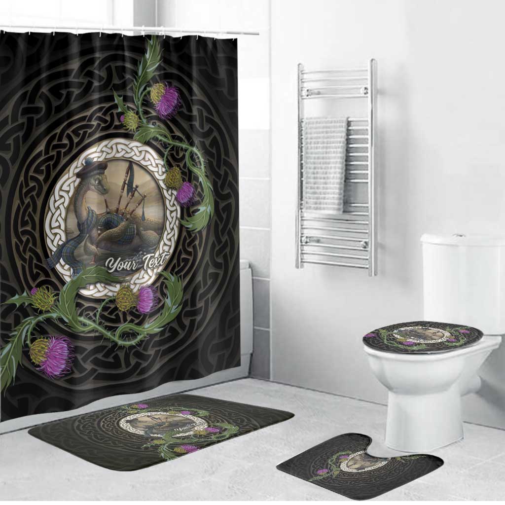 Personalised Loch Ness Monster Scotland Bathroom Set Nessie Bagpipe Scottish Thistle Celtic Knot