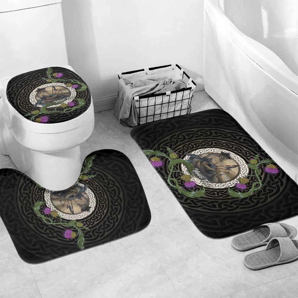 Personalised Loch Ness Monster Scotland Bathroom Set Nessie Bagpipe Scottish Thistle Celtic Knot