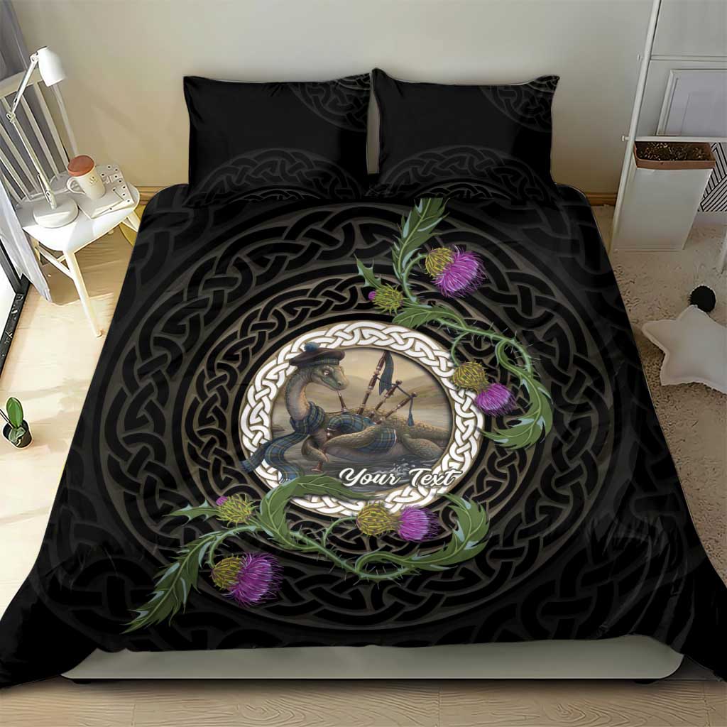 Personalised Loch Ness Monster Scotland Bedding Set Nessie Bagpipe Scottish Thistle Celtic Knot